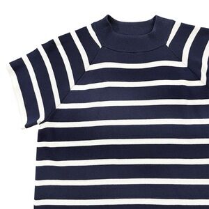 Ryegrass Striped Mock Neck Top